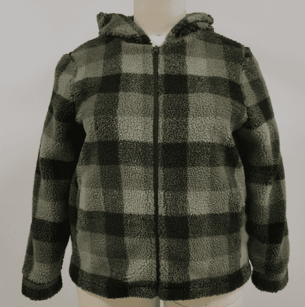 Plaid Sherpa Fleece Jacket - Plaid Sherpa Fleece Hooded Jacket