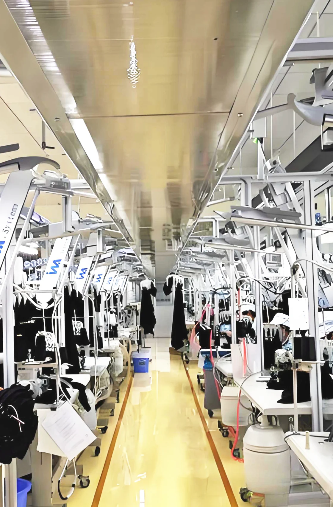 Sewing workshop shown in the Henan Yueyuan company brochure